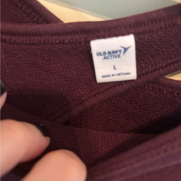 Old Navy Women's Deep Purple Long Sleeve Sweatshirt with Cut Out Back - Picture 5 of 5